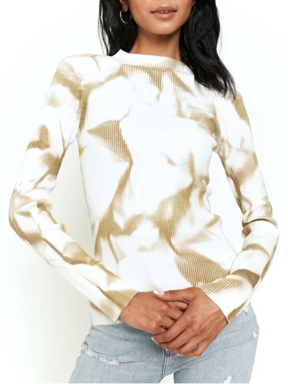 🍂SPECIAL🍂TIE DYE MOCK NECK RIB SWEATER|CREAM